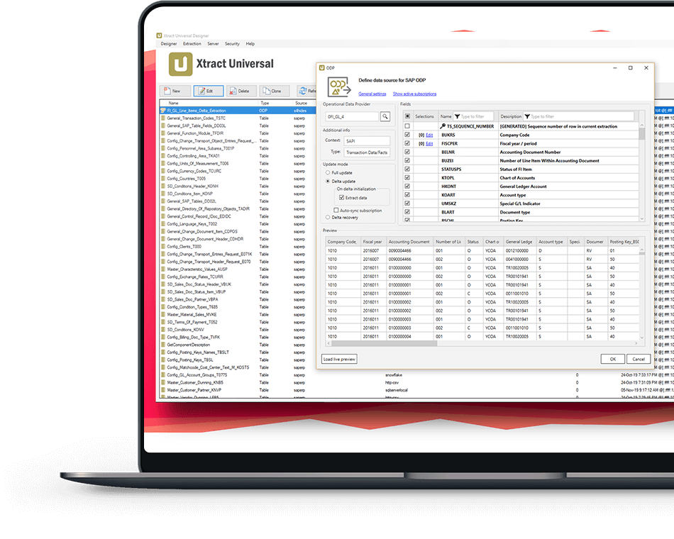 Xtract Universal Define data source for SAP ODP