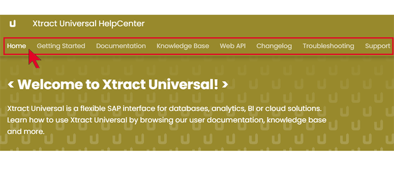 HelpCenter Xtract Universal Home View