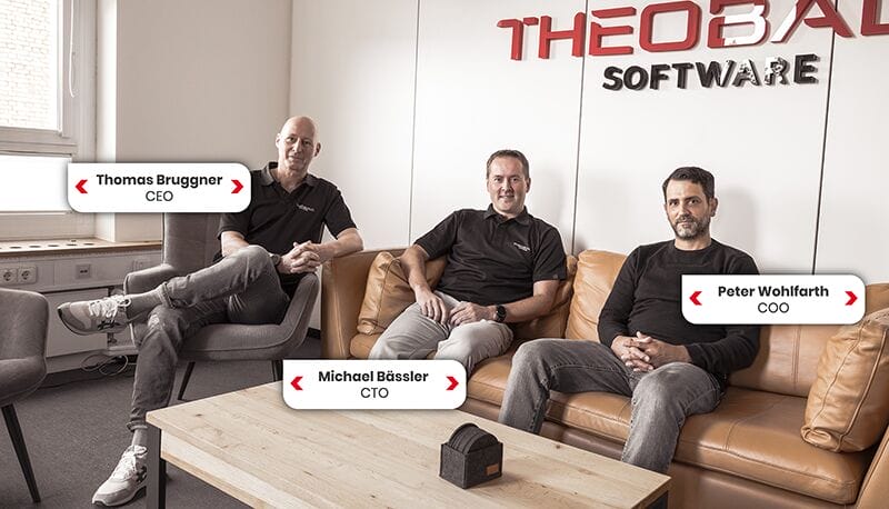 Theobald Software new top management: Dr. Thomas Bruggner (CEO), Michael Bässler (CTO), Peter Wohlfarth (COO)